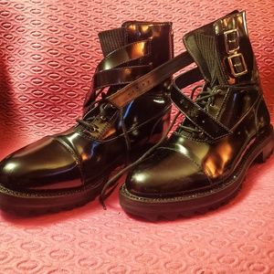 Black Patent Leather Combat Boots by Tamara Mellon